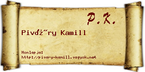 Piváry Kamill névjegykártya